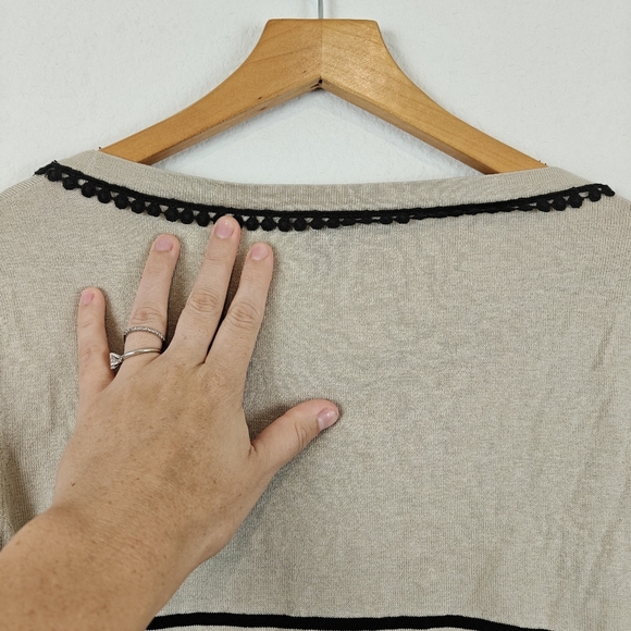 Weekend Max Mara Silk Blend Striped 3/4 Sleeve Light Weight Sweater Size XL - Picture 12 of 14